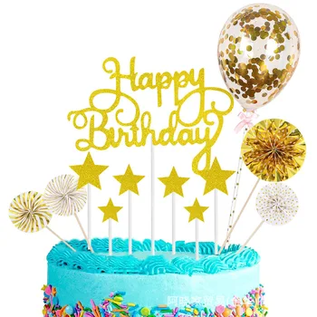 Personalizate Happy Birthday Cake Topper de Argint pentru Băiat,Fată,Copii,Ziua de naștere Fericită Semn pentru Tort, Sclipici Cupcake Topper Ziua