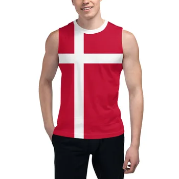Fără mâneci T-shirt Danemarca Flag 3D Barbati Baieti Tricou Săli de sport Topuri Rezervor de Fitness Joggeri de Formare de Baschet Vesta