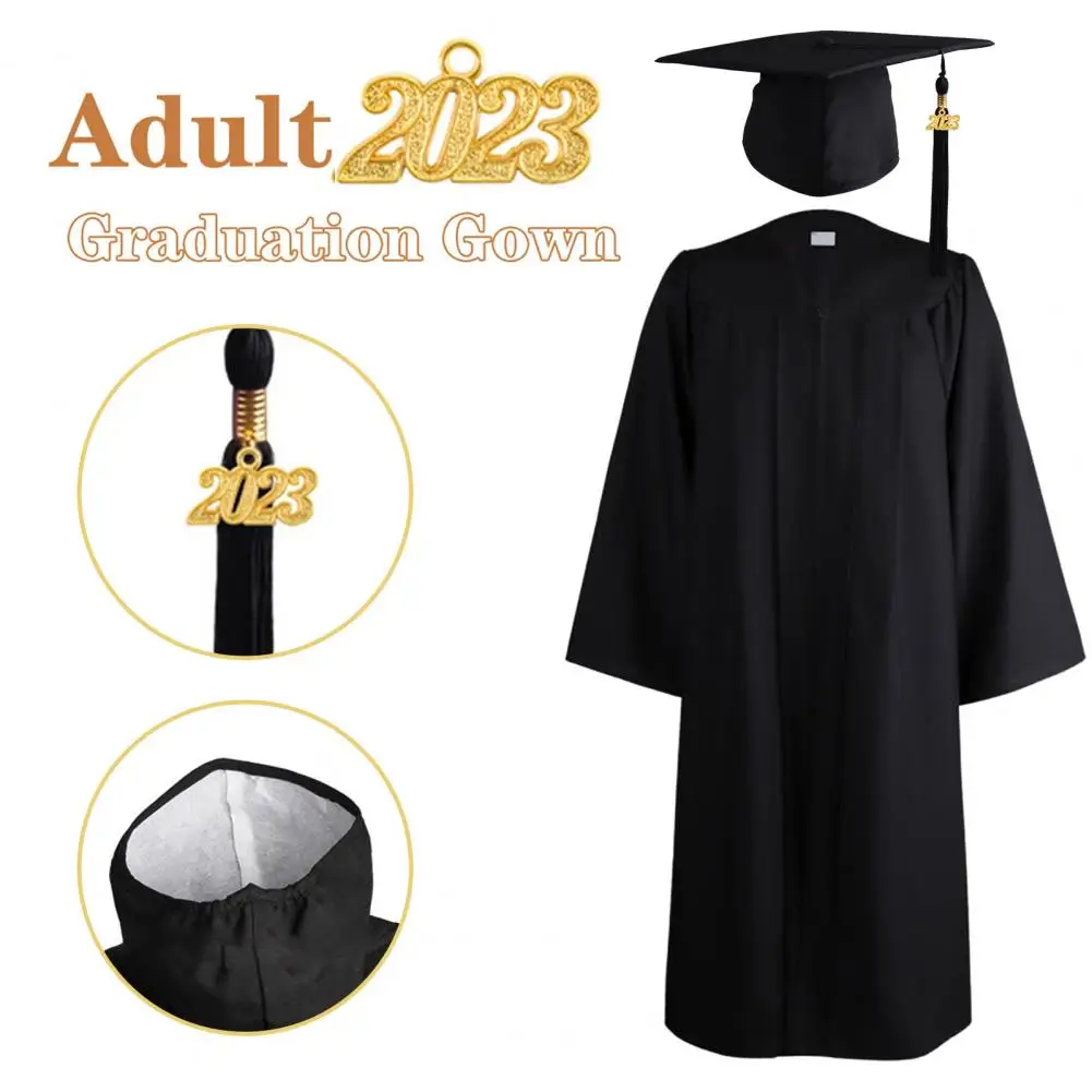 1 Set de Moda de Absolvire Uniformă cu Ciucure Dress-up Solid Negru Academice Halat Rochie de Absolvire Uniformă