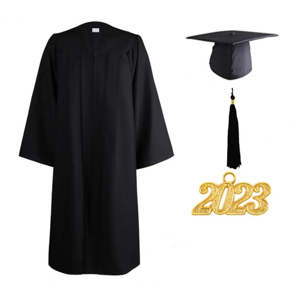1 Set de Moda de Absolvire Uniformă cu Ciucure Dress-up Solid Negru Academice Halat Rochie de Absolvire Uniformă