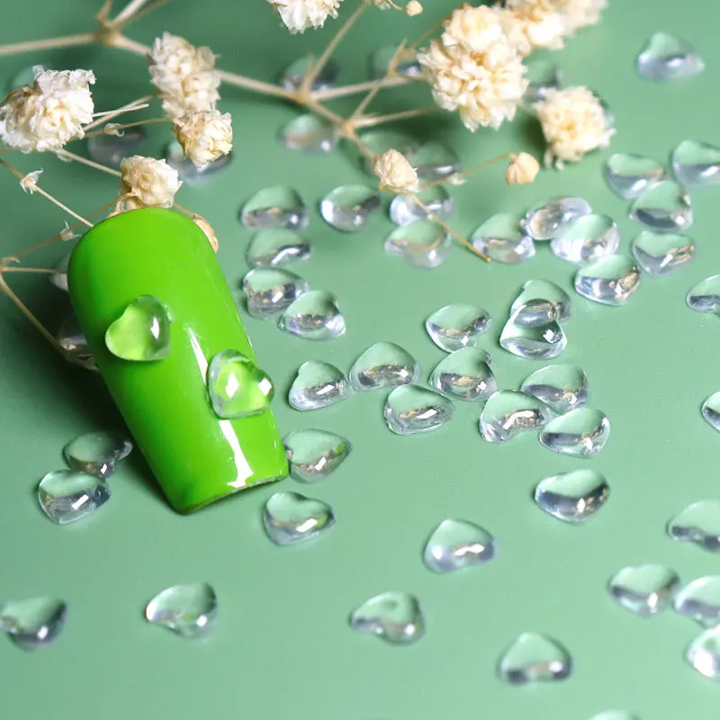 100buc 3D Transparent Dragoste Inima Unghii Farmece Clar Stras Decorare pentru DIY Accesorii Manichiura Unghii Stilist Consumabile 6mm