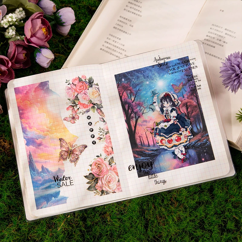 15 Buc Dreamland Noapte Înstelată, Seria Pachet Autocolant Album Manual DIY Decorare Colaj Estetice Papetărie Craft Supplies