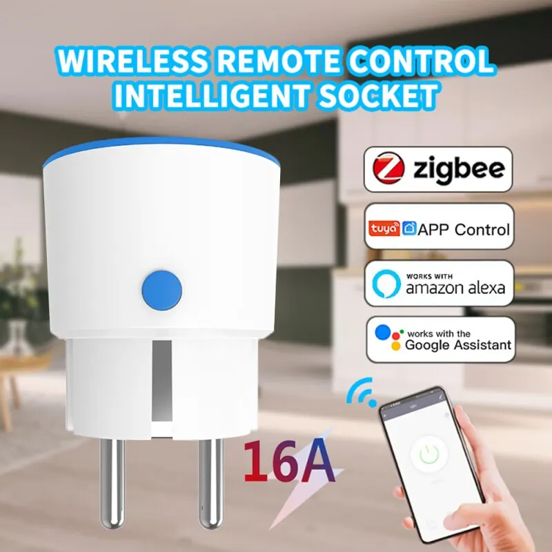 16A Tuya ZigBee 3.0 Smart Power Plug UE Soclu Inteligent Energy Monitor Ieșire de Voce Wireless de Control de la Distanță Alexa de Start Google