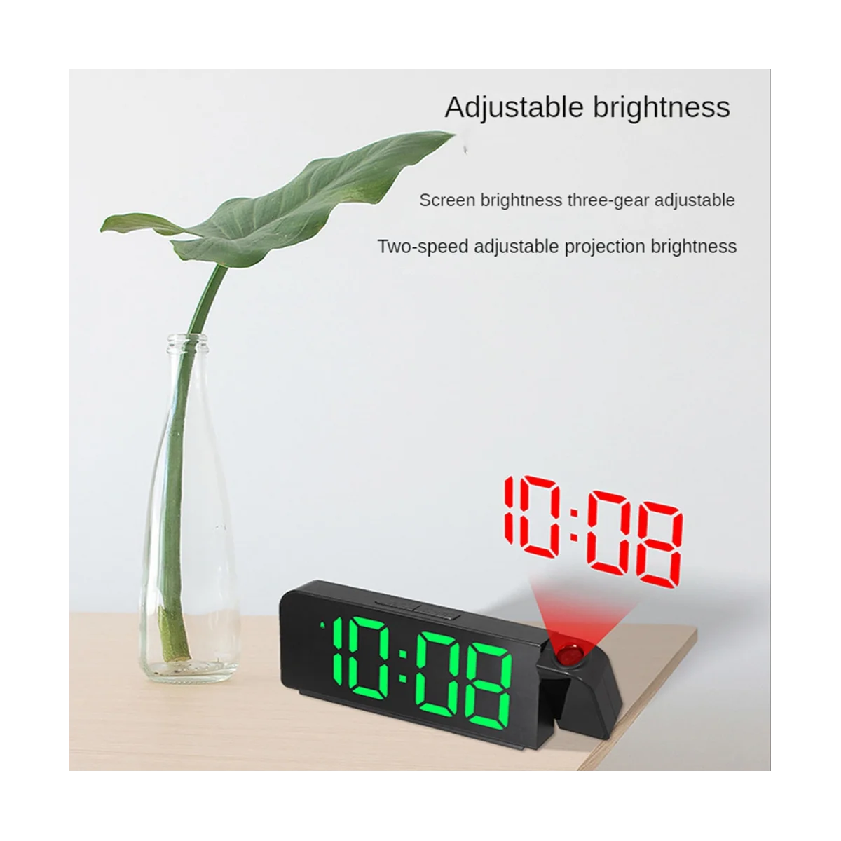 180° Rotație Proiectie Ceas Deșteptător 12/24H LED Ceas Digital USB de Încărcare Tavan Proiector Ceas cu Alarmă (Roșu)