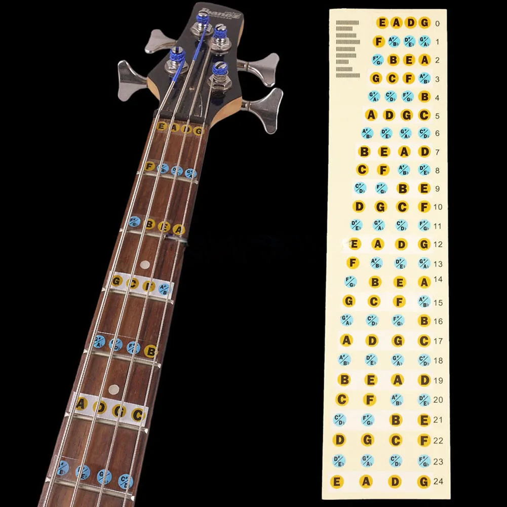 2 buc Bass Fretboard Autocolant Auto-adezivă 4-string Chitara Silabă Autocolant de Înlocuire Decor Instrument Muzical Accesorii