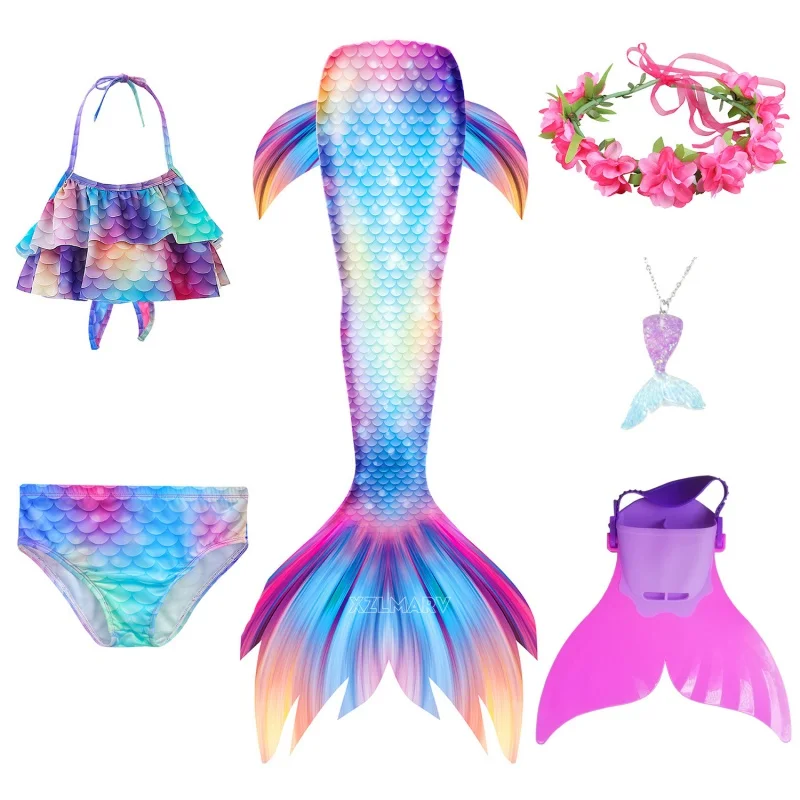 2023 Fete Înot Coada De Sirena Sirena Costum De Cosplay, Costume De Baie Copii Fantasy Beach Bikini Poate Adăuga Monofin Fin De Halloween