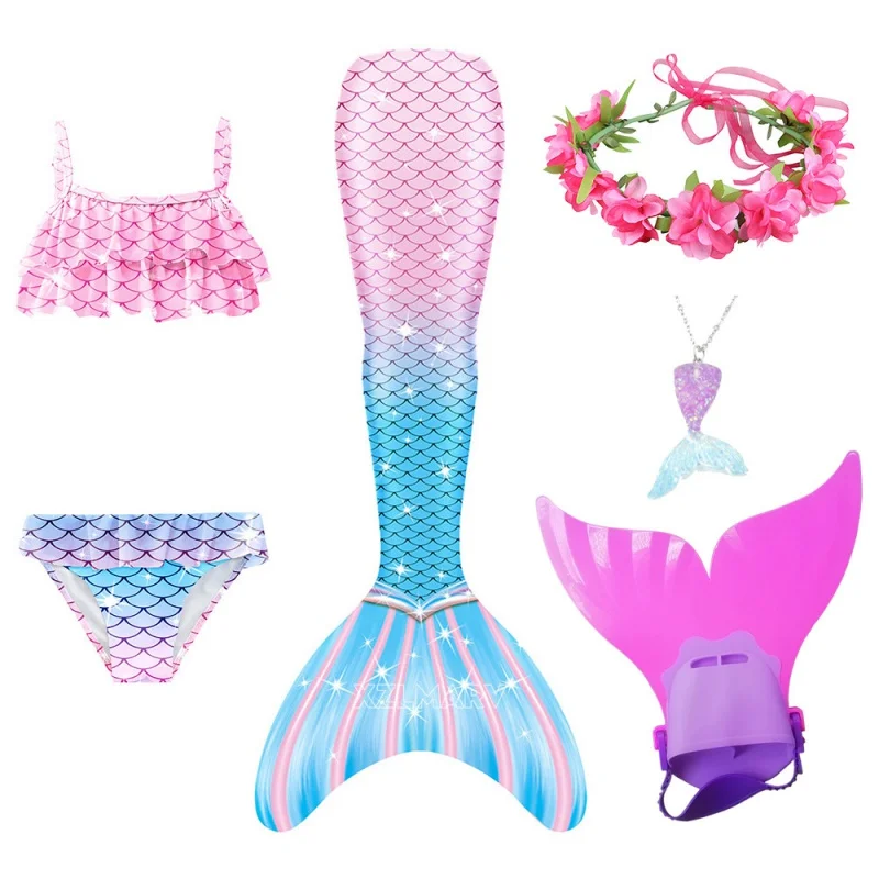 2023 Fete Înot Coada De Sirena Sirena Costum De Cosplay, Costume De Baie Copii Fantasy Beach Bikini Poate Adăuga Monofin Fin De Halloween