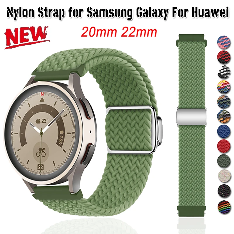 20mm 22mm Nailon Împletite Curea pentru Samsung Galaxy Watch 4 3 6 5 Pro Clasic Active 2 Bratara Magnetica Banda Huawei Watch 4 GT 2 3