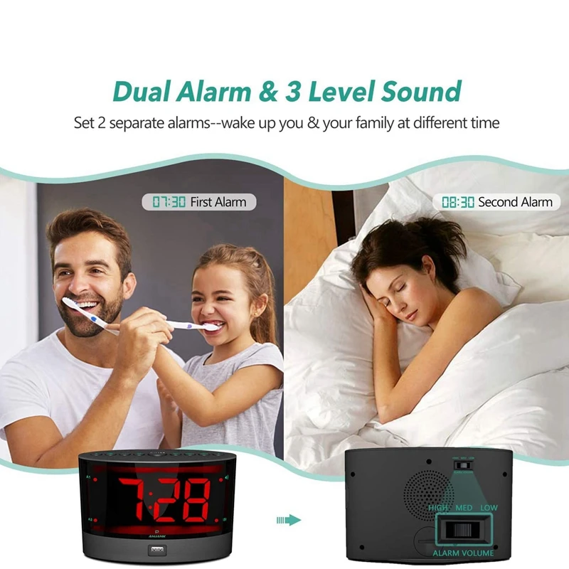 2X Extra Tare Ceas cu Alarmă Cu Wireless Pat Agitator Vibrator Dual Ceas cu Alarmă Pentru Traverse Grele