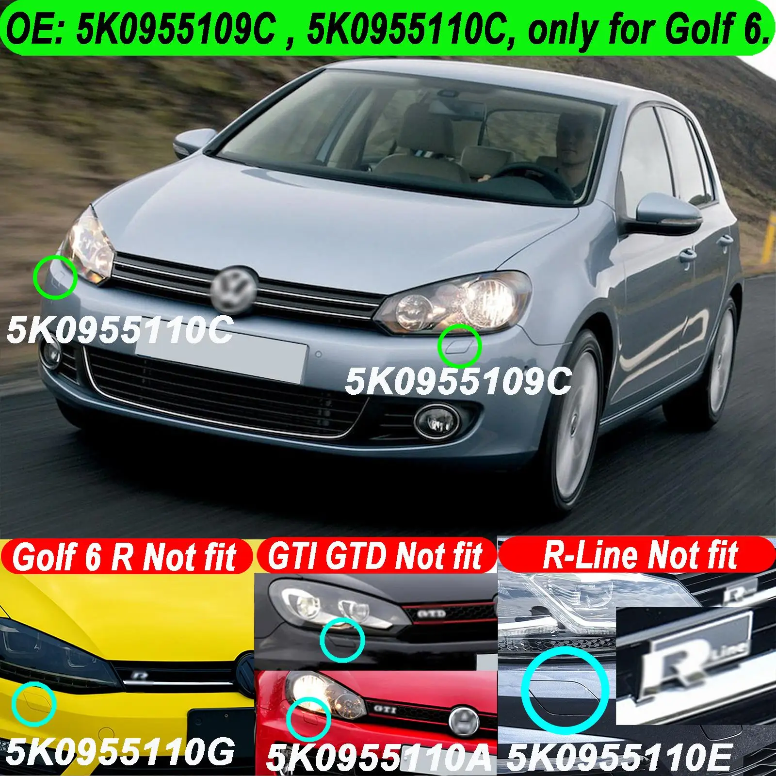 2x Pentru VW Golf VI 6 Jetta MK6 2008-2013 Bara Fata Far Far Duză de Spălare cu Jet de Spray de Acoperire Capace 2009 2010 2011 2012