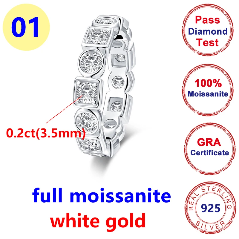 3.5 mm Culoare D Full Moissanite Trupa de Nunta Inel de damă Bine Jewery Inele Argint 925 Inele pentru Femei Personalizate Bijuterii