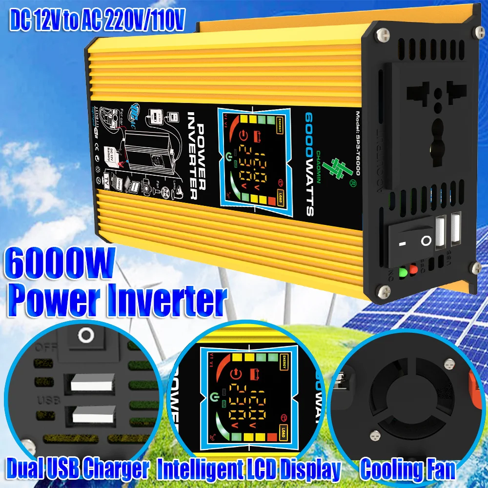 3000W Masina Invertor de Putere LED Tensiune de Capacitatea de a Afișa Transformator Convertor 12V la 220V/110V Dual USB Invertor Auto Aparate