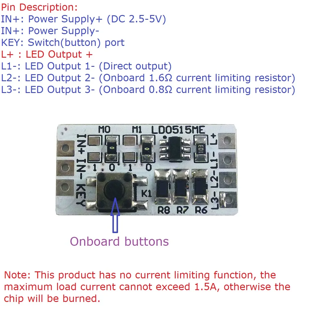 30PCS DC 2.5 V-5V 1200MA Butonul Driver LED ON/OFF Intermitent SOS Controller USB pentru Putere Mobil 18650 Baterie Litiu