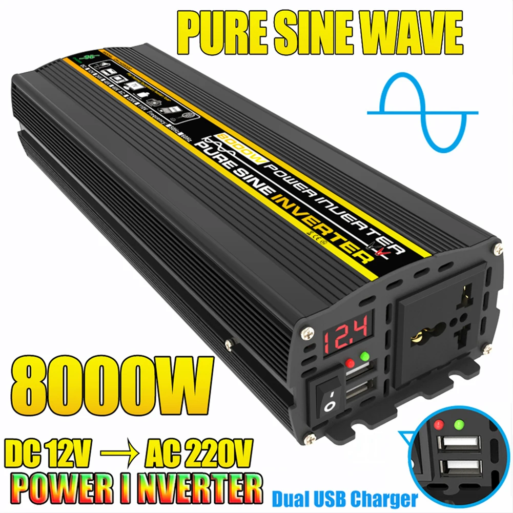 4000W/8000W Pure Sine Wave Inverter Solar Invertor de Putere Convertor DC12V-AC220V Masina Transformator de Tensiune Invertor Solar pentru Masina