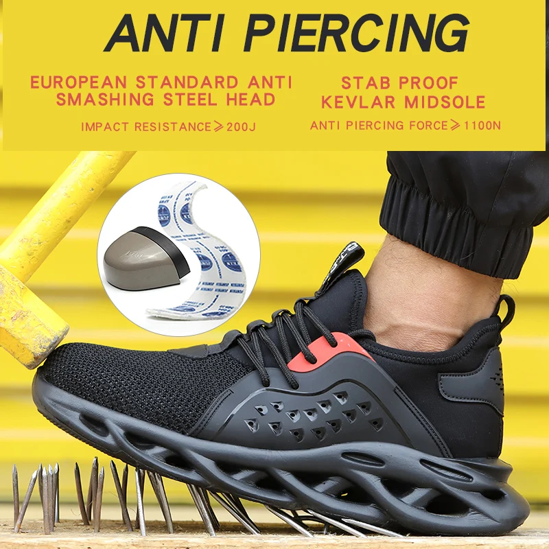 48 Dimensiune Unisex Securitatea muncii Pantofi bombeu metalic Lumina Respirabil Adidas Pentru Bărbați Anti-sparge Și Anti-puncție Siguranță Adidași