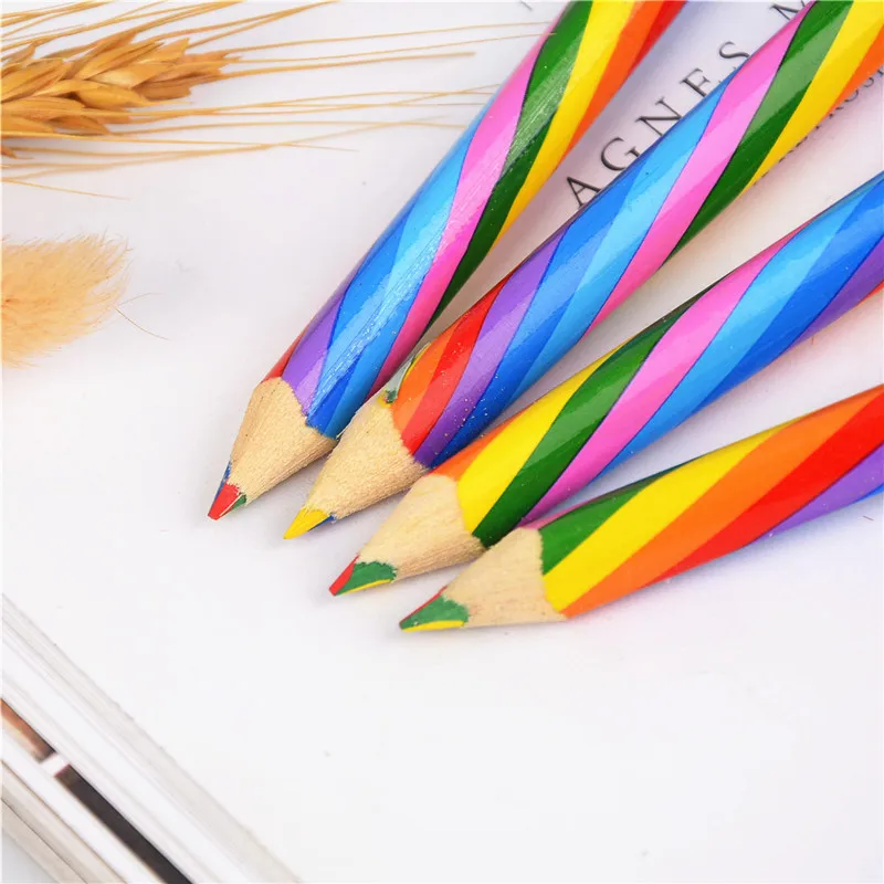4buc/pachet Kawaii 4 Concentrice de Culoare Curcubeu, Creion, Creioane Colorate, Creion Set Scoala de Arta materiale pentru Pictura Desen Graffiti