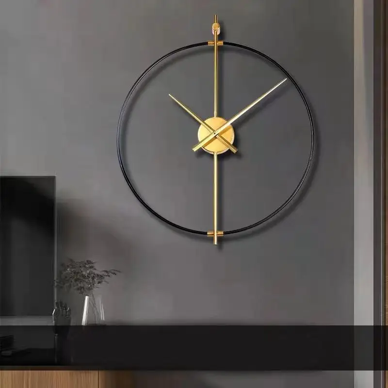 60cm Spania Ceas de Perete Mare Lux Modern Nordic Ceasuri Lemn, Ceasuri de Perete Decor Acasă Tăcut Metal Camera de zi de Decorare Cadou