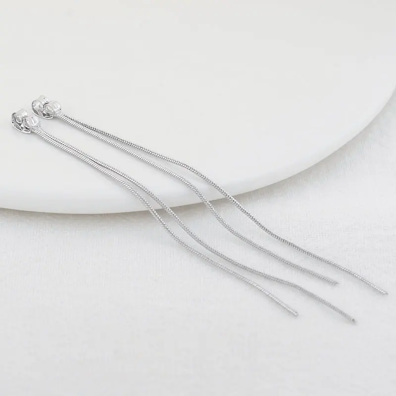 90MM Cupru Ureche Șarpe Lanț Tassel Cercei Înapoi Cu Plug Placat cu Argint Culoare Diy Bijuterii a Face Constatări Accesorii