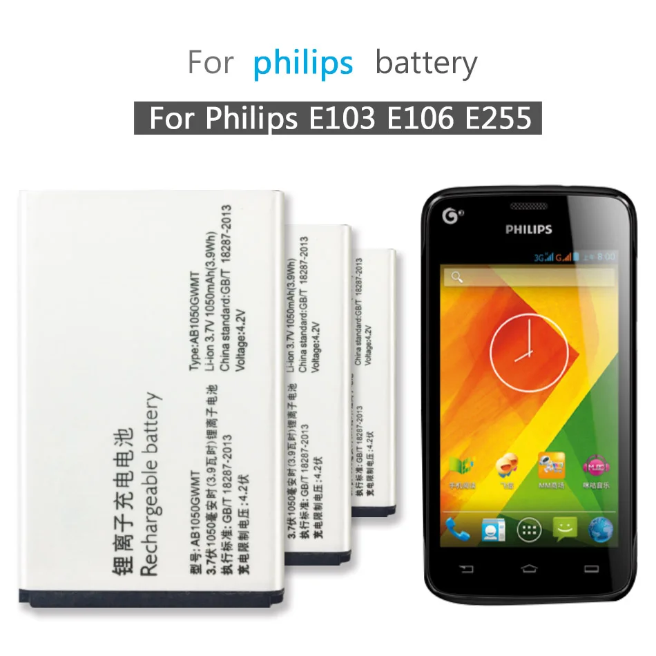  AB1050GWMT Acumulator de schimb Pentru Philips E103 E106 E255 1050mAh de Înaltă Calitate Telefon Baterie Li-polym a Bateria