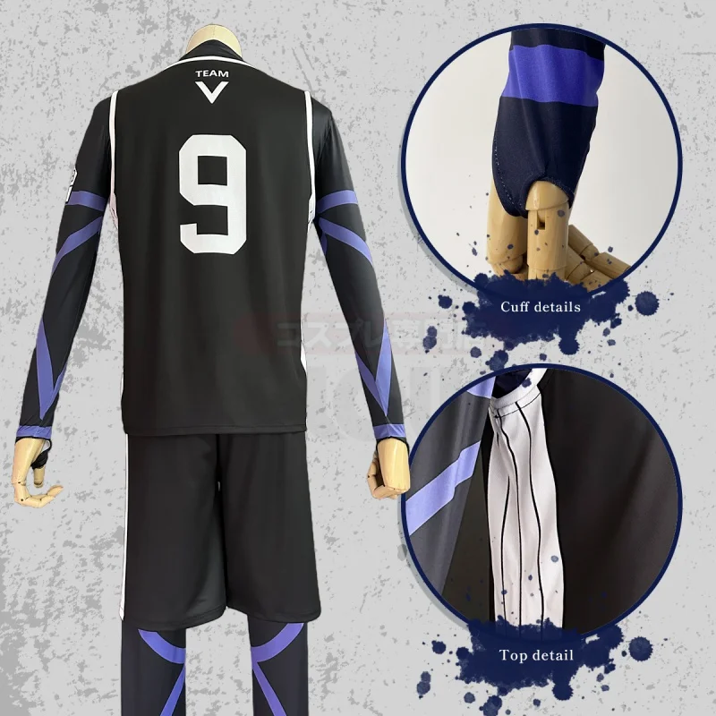 Albastru de Blocare Anime Reo Mikage Nagi Cosplay Costum Perucă Neagră, Tricou de Fotbal Uniforma de Antrenament a Crescut Net Sintetice XXS-2XL