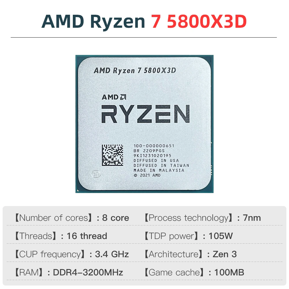 AMD Ryzen 7 5800X3D Cutie Novo CPU R7 5800X3D 8-Core 16-Fir Socket AM4 Cutie de Brand Procesor Fara Cooler Desktop Joc