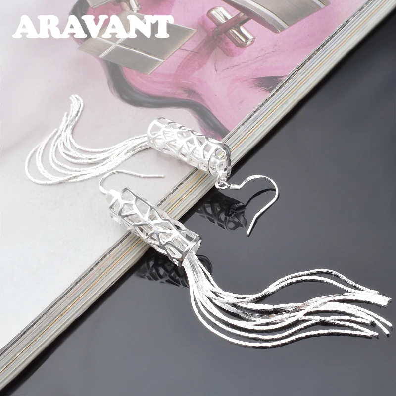 Aravant 925 De Argint Ciucuri Lungi Picătură Cercel Pentru Femei Fete Moda Bijuterii