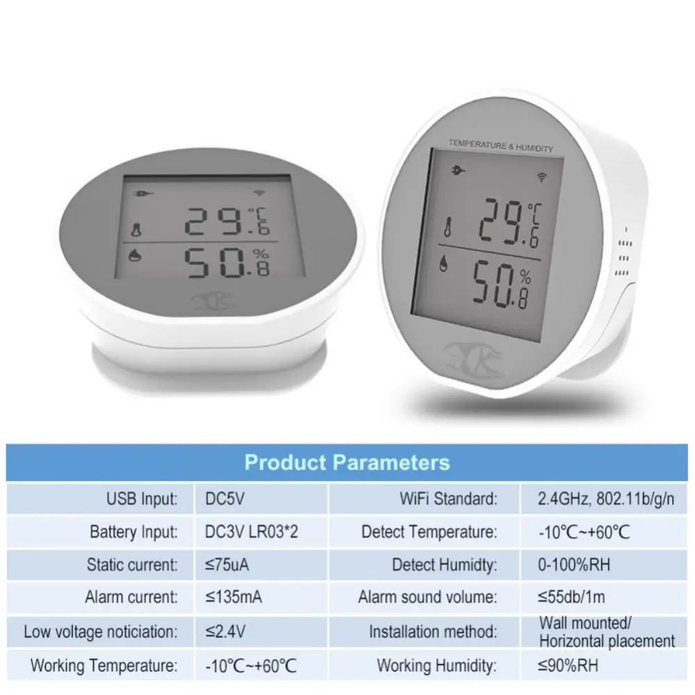 Aubess Tuya Inteligent De Temperatură Și Umiditate Senzor Wireless WiFi Calendarul De Temperatură Și Umiditate Monitorul Suporta Viața Inteligentă Alexa