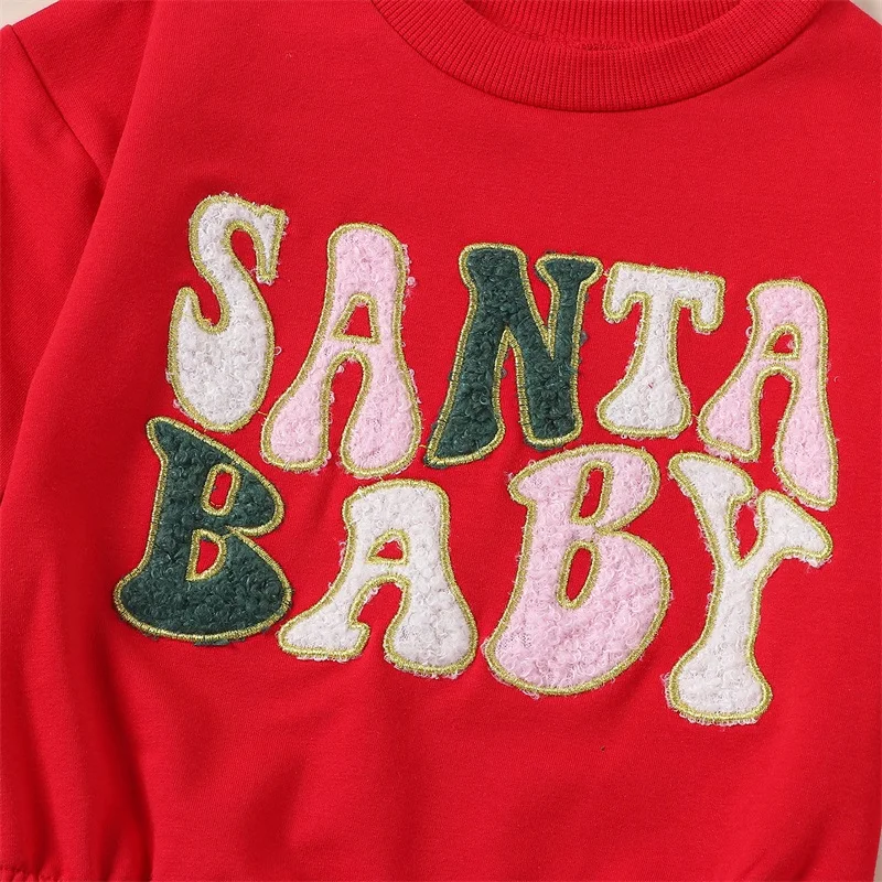 Bebe De Craciun Romper Baby Girl Boy Scrisoare Lungă Maneca Tricou Santa Body Vesel Mini Salopeta