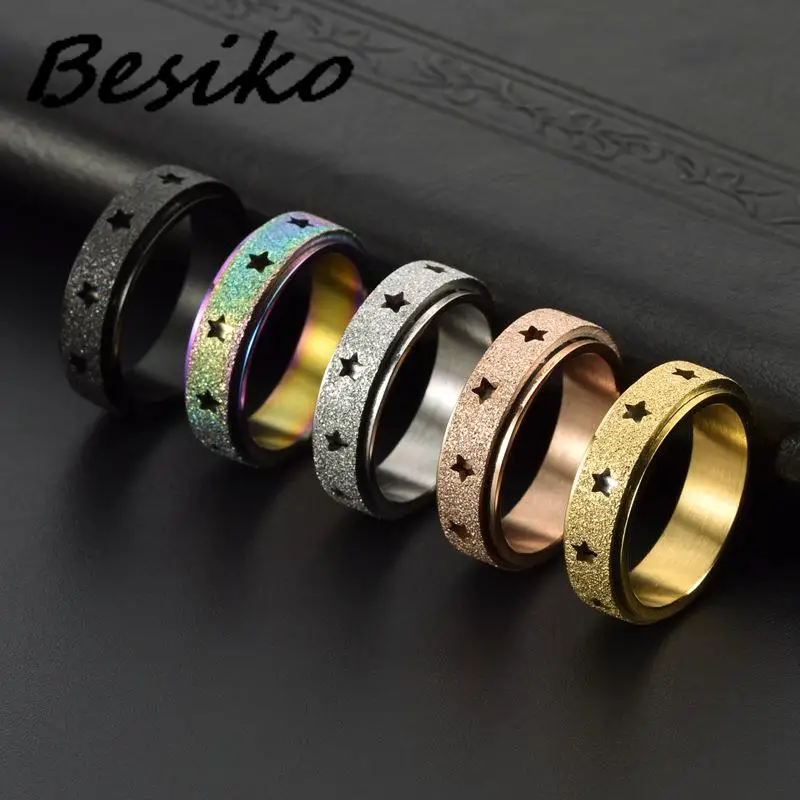 Besiko 6mm Anti Anxietate Rotative Inele Simple Gol Stele din Oțel Inoxidabil, Inel Pentru Barbati Femei Cadouri Bijuterii Dropshipping