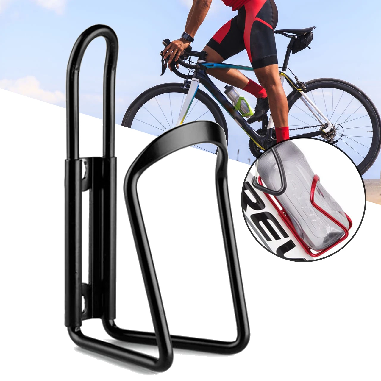 Bicicleta Suport pentru Sticle Rack cu Adaptor Robust din Aliaj de Aluminiu Material pentru Camping, Drumeții, Călărie Călătorie