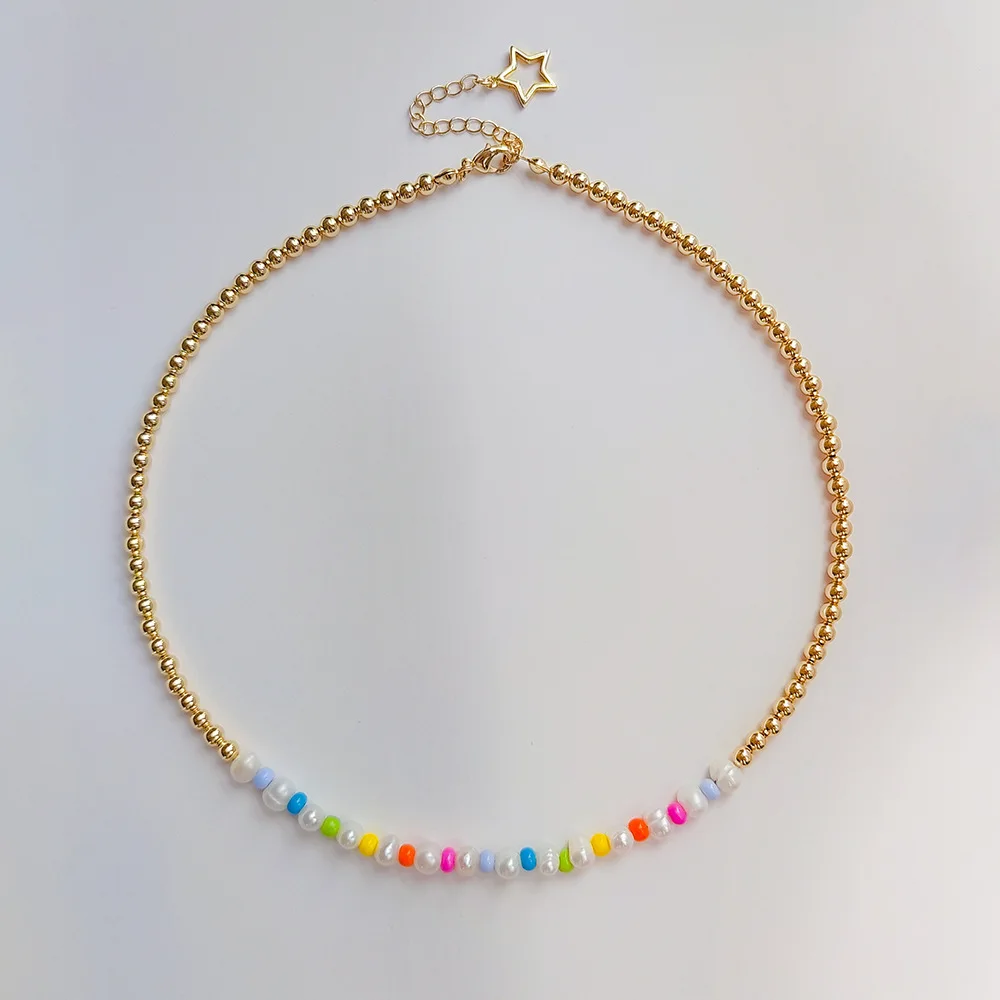Boho Vara Cravată Colier pentru Femei Coliere de Perle de apă Dulce de Calitate Inalta Cupru placat cu Aur Margele Guler Bijuterii