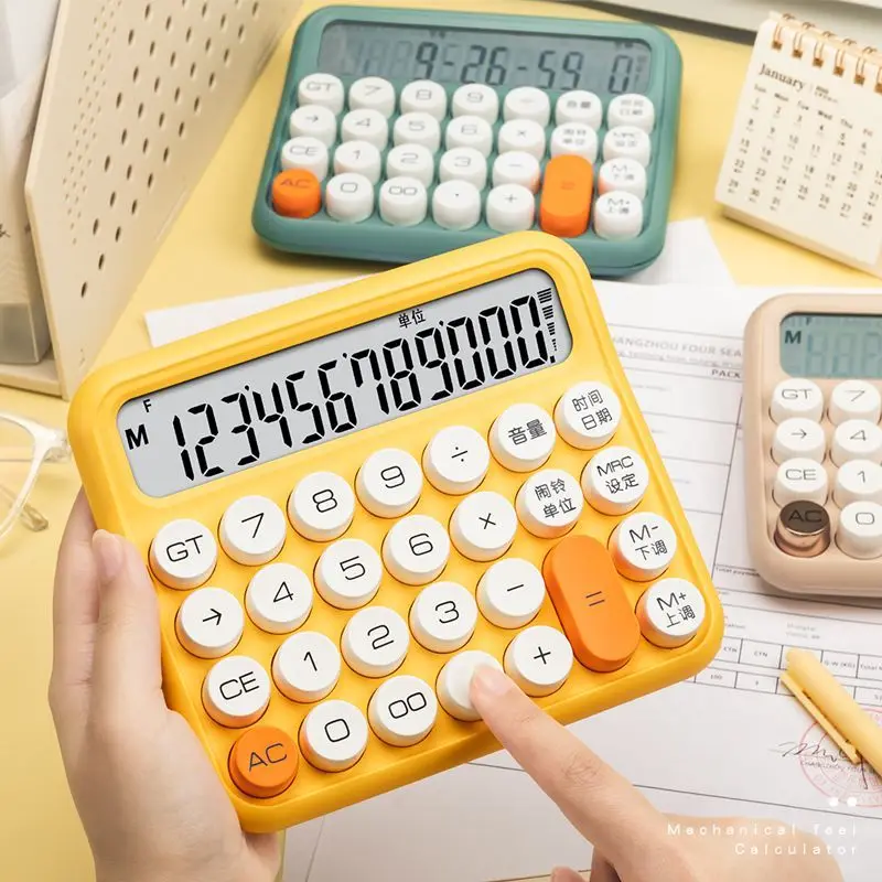 Boutique Papetărie Pătrat Mic Calculator Student Voce Calculator Birou Calculator Lcd De Mari Dimensiuni, Portabil Dual