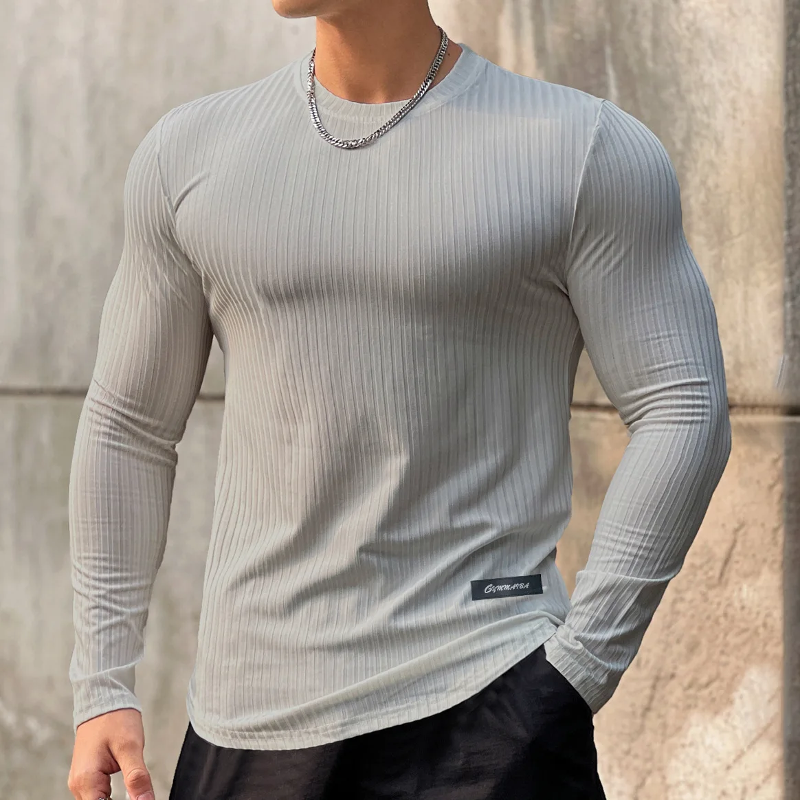 Bărbați Musculare O-Neck Shirt Greutate de Lumină Slim Fit Maneca Lunga Antrenament sala de Sport T-Shirt Moale Teuri Culturism
