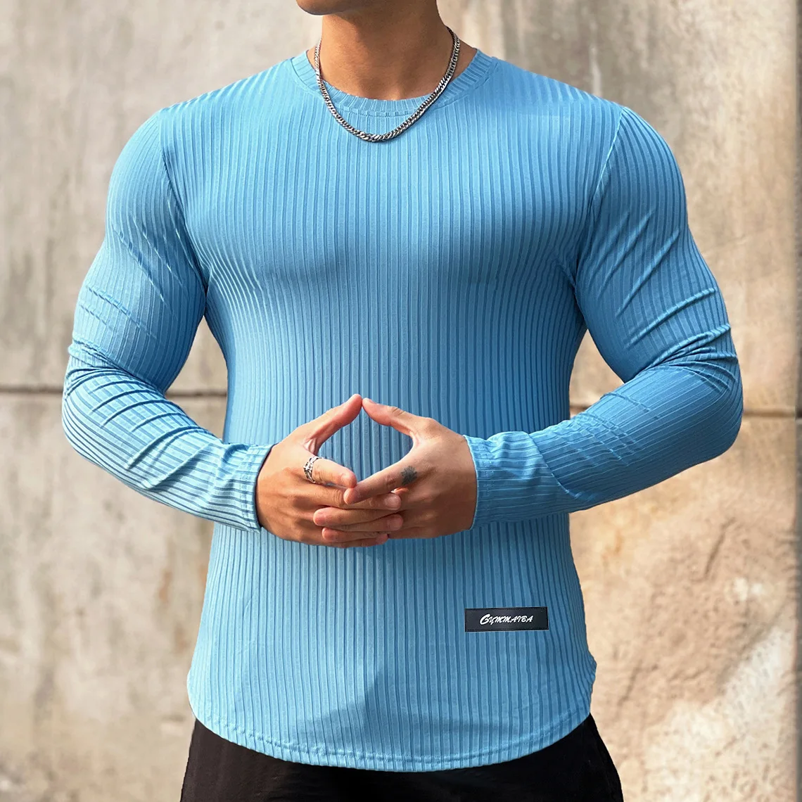 Bărbați Musculare O-Neck Shirt Greutate de Lumină Slim Fit Maneca Lunga Antrenament sala de Sport T-Shirt Moale Teuri Culturism