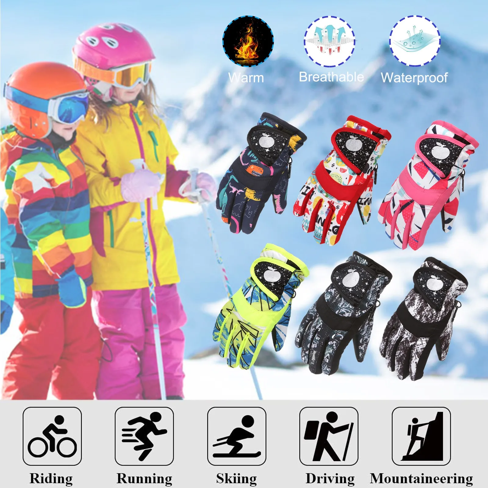 Cald Iarna Copii Mănuși De Schi În Aer Liber Mănuși De Sport Pentru Băieți Și Fete De Zăpadă Patinaj, Snowboarding Vânt Cald Mănușă De Box Pentru Anotimpurile Reci