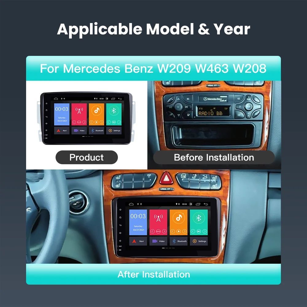 Carplay 2 Din 4GB 64GB, Android Auto 11 Multimedia Player Pentru Mercedes Benz W203 Vito W639 W168 Vaneo CLK W209 RDS Navigare DSP