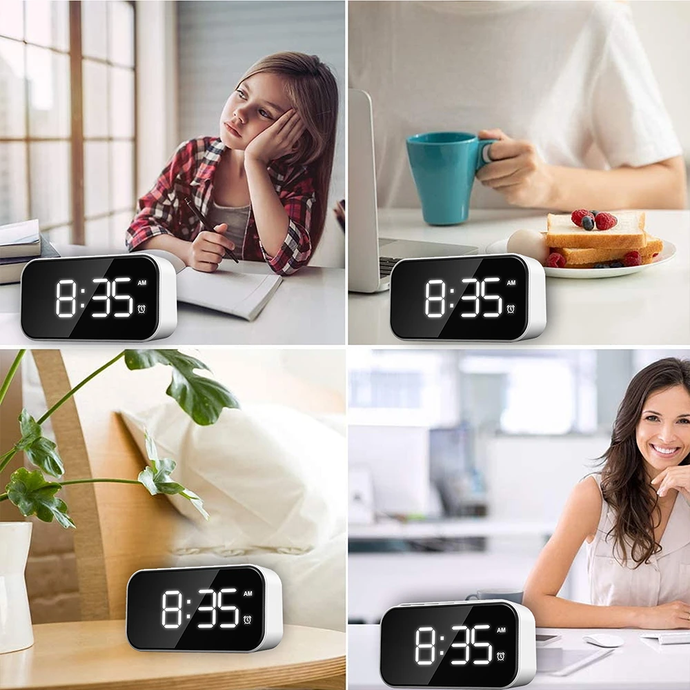 Ceas cu Alarmă Digital USB de Încărcare Completă Oglinda de pe Desktop de Afișare Bucatarie de Birou, Ceasuri de Alarmă, Ceasuri Digitale Pentru Dormitoare