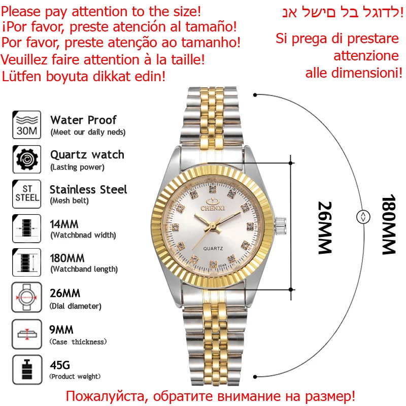 CHENXI Brand de Lux de Top Doamnelor Ceas de Aur pentru Femei Ceas de sex Feminin Rochie de Femei Stras Cuarț Impermeabil Ceasuri de mana
