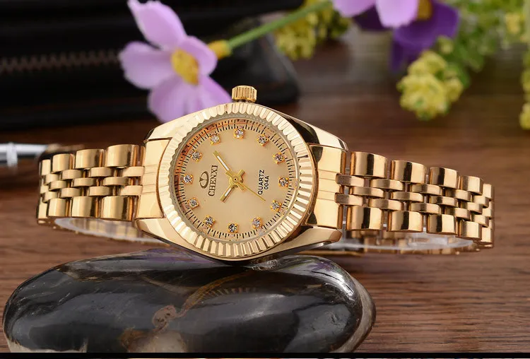 CHENXI Brand de Lux de Top Doamnelor Ceas de Aur pentru Femei Ceas de sex Feminin Rochie de Femei Stras Cuarț Impermeabil Ceasuri de mana