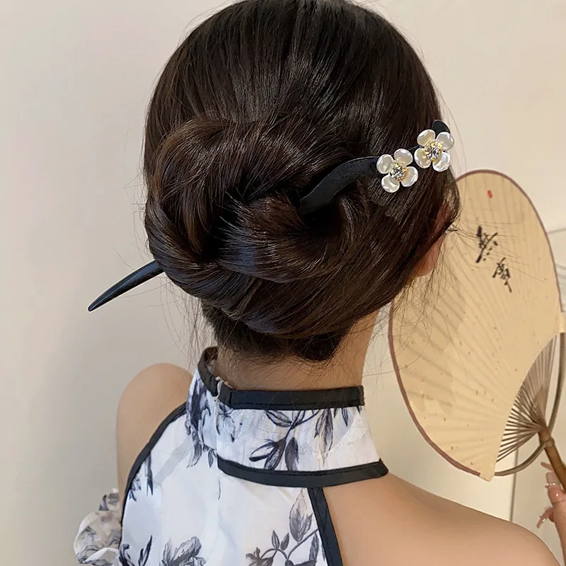 Chineză Tradițională Flori Bastoane de Păr de Epocă din Lemn Simplu Ac de păr Pearl Stick de Păr Accesorii de Par pentru Femei