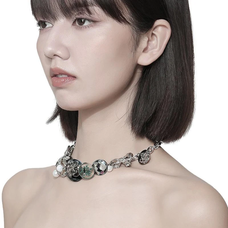 Colier Pentru Femei Y2k Dotari Vintage Negru Coliere Moda Egirl Dulce Rece Clavicula Lanț Colier Bijuterii De Fată 2023 Noi