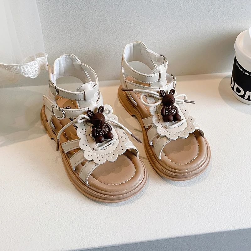 Copiii Stil coreean grupa de Fete de Moda Sandale 2023 Nou Moale Versatil Cârlig & Bucla Bunny Princess Pantofi Casual pentru Nunta Unice