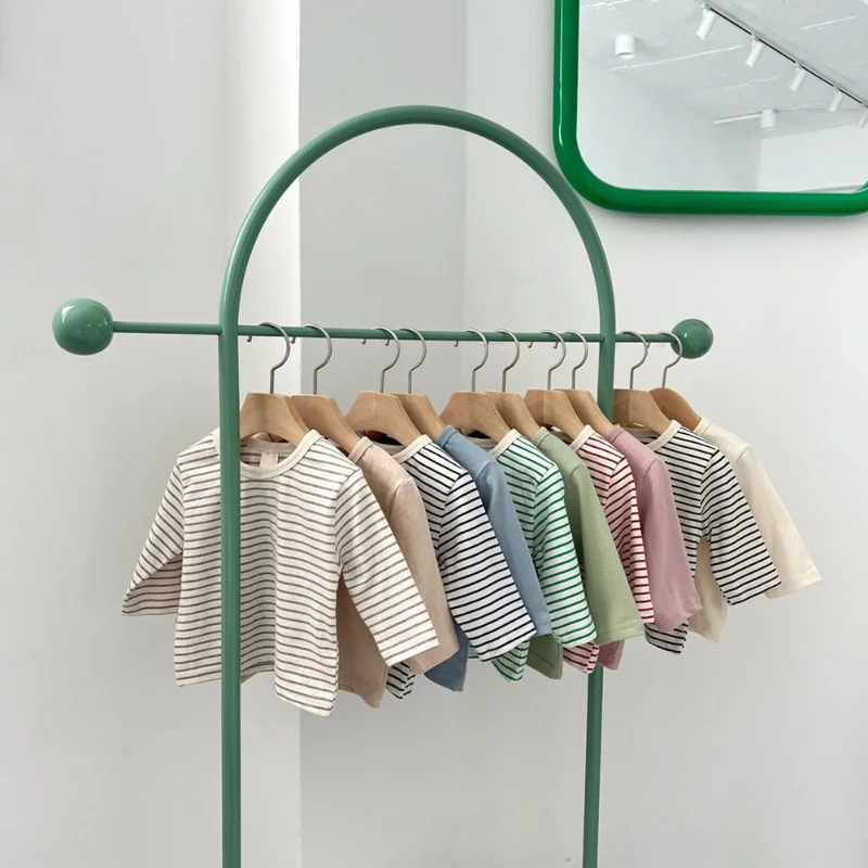 Copil Nou-născut Fete Baieti Toamna Complet Maneca cu Dungi de Sus Tricouri Copii Baby Casual Bottom Shirt Toddler T-shirt Bumbac Îmbrăcăminte