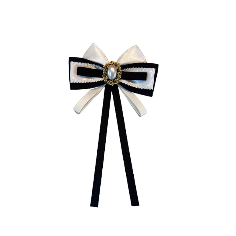 Coreeană Tesatura Papion Broșe pentru Femei Colegiul Stil Camasa Guler Ace Perla Panglică Bowknot Insigna de Moda Accesorii de Îmbrăcăminte