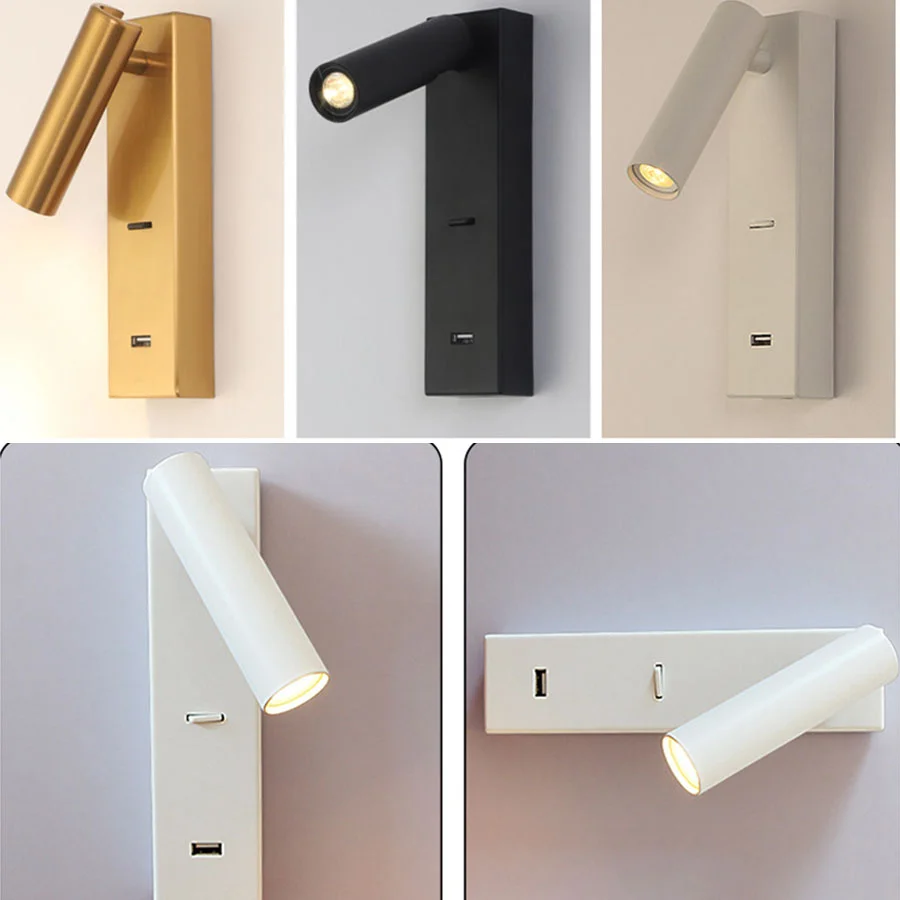 Creative Reglabil Mult de Perete LED Lămpi de Lectură lumina Reflectoarelor Cu Incarcator USB Camera de Studiu Culoar Tranșee de Perete lumina Reflectoarelor