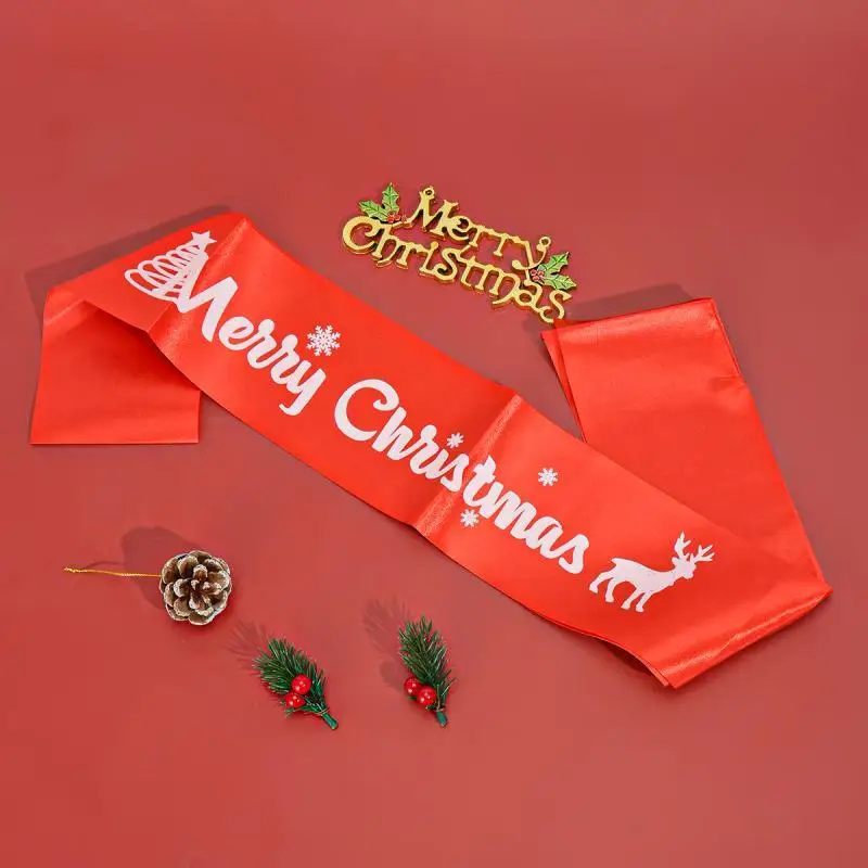 Crăciun Fericit Rosu Verde Eticheta Centura Petrecere De Crăciun Curea De Umăr Decor Consumabile