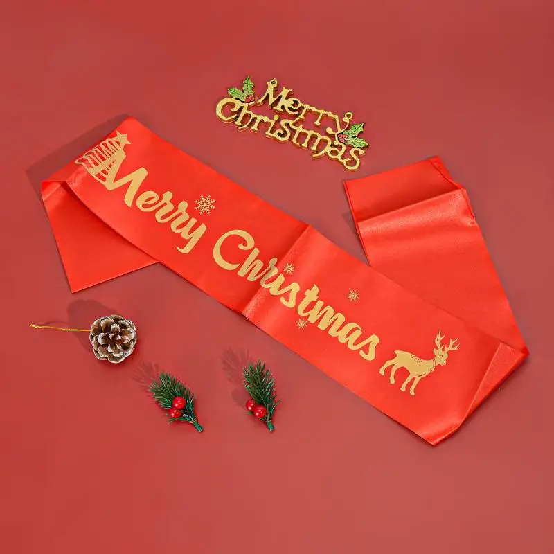 Crăciun Fericit Rosu Verde Eticheta Centura Petrecere De Crăciun Curea De Umăr Decor Consumabile