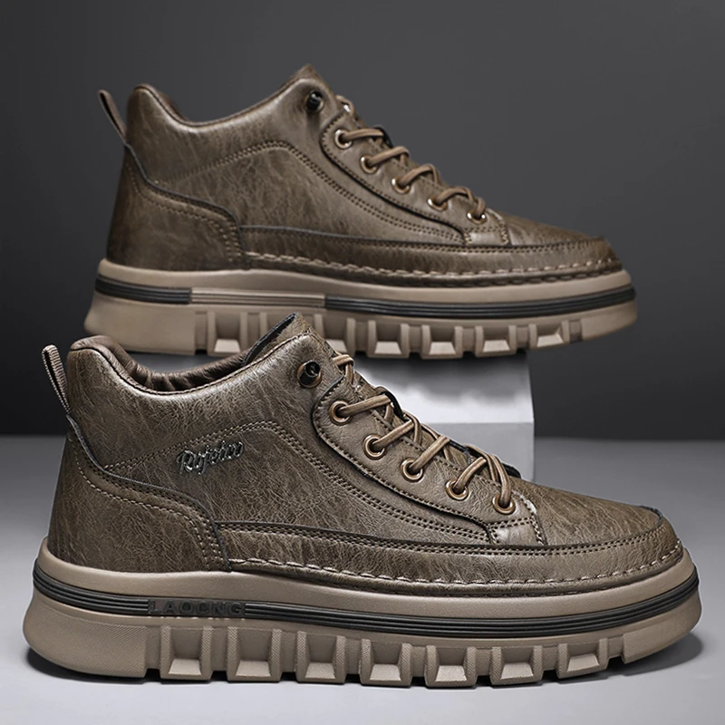 CYYTL Nou În Mens Pantofi de Iarna Casual Mocasini de Piele de Lux de Designer Drumeții Platforma de Securitate a muncii Tactice Militare Glezna Cizme