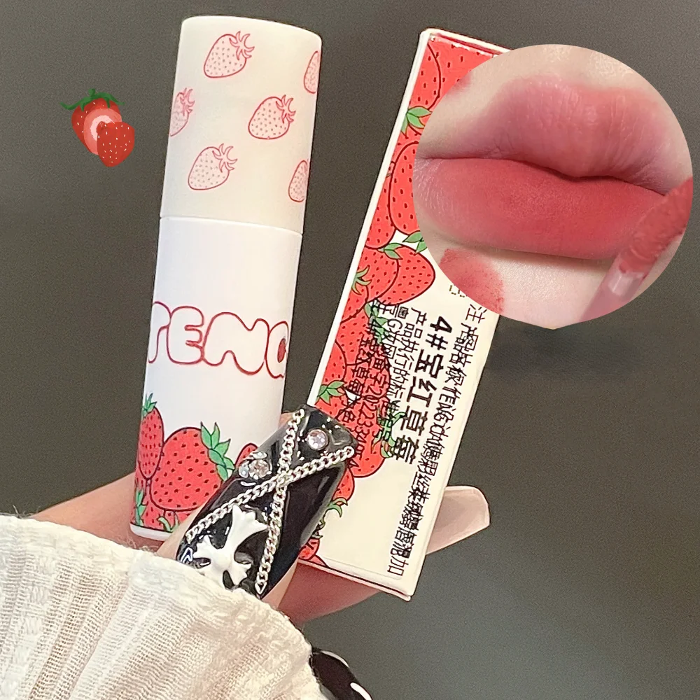 Căpșuni dulce Catifea Luciu de Buze Mat Ruj Lichid cu o Durata de Non-stick de Cana de Buze Noroi Tentă Crema de Femei Cosmetice Nud Rosu 1 buc