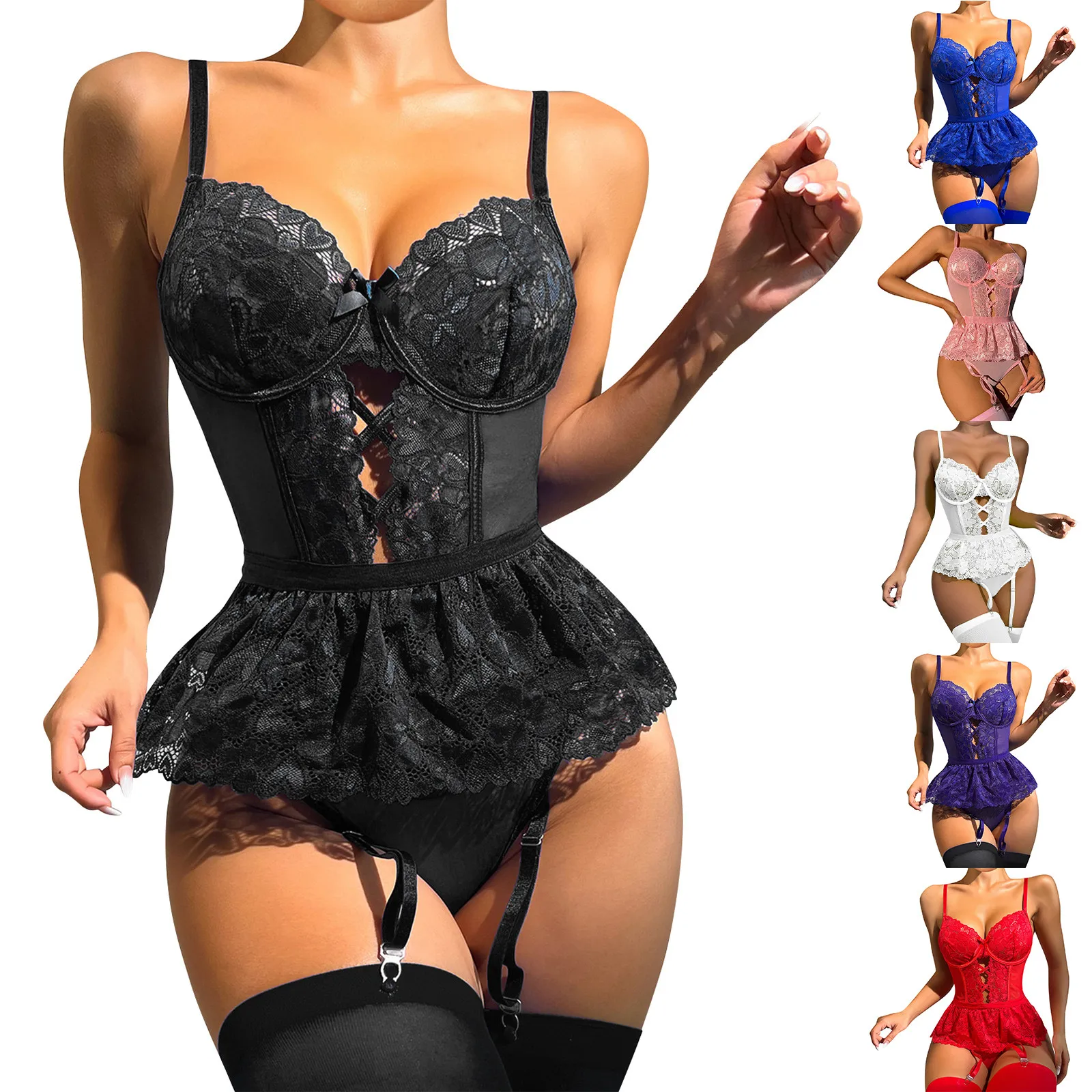 Dantela Costume Backless Curea de Vară Erotic Salopetă 2023 Salopeta Sexy Porno Femei Subțire Playsuits lenceria para damas